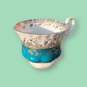 Vintage Teal Green And Gold Royal Albert Regal Series Bone China Tea Cup